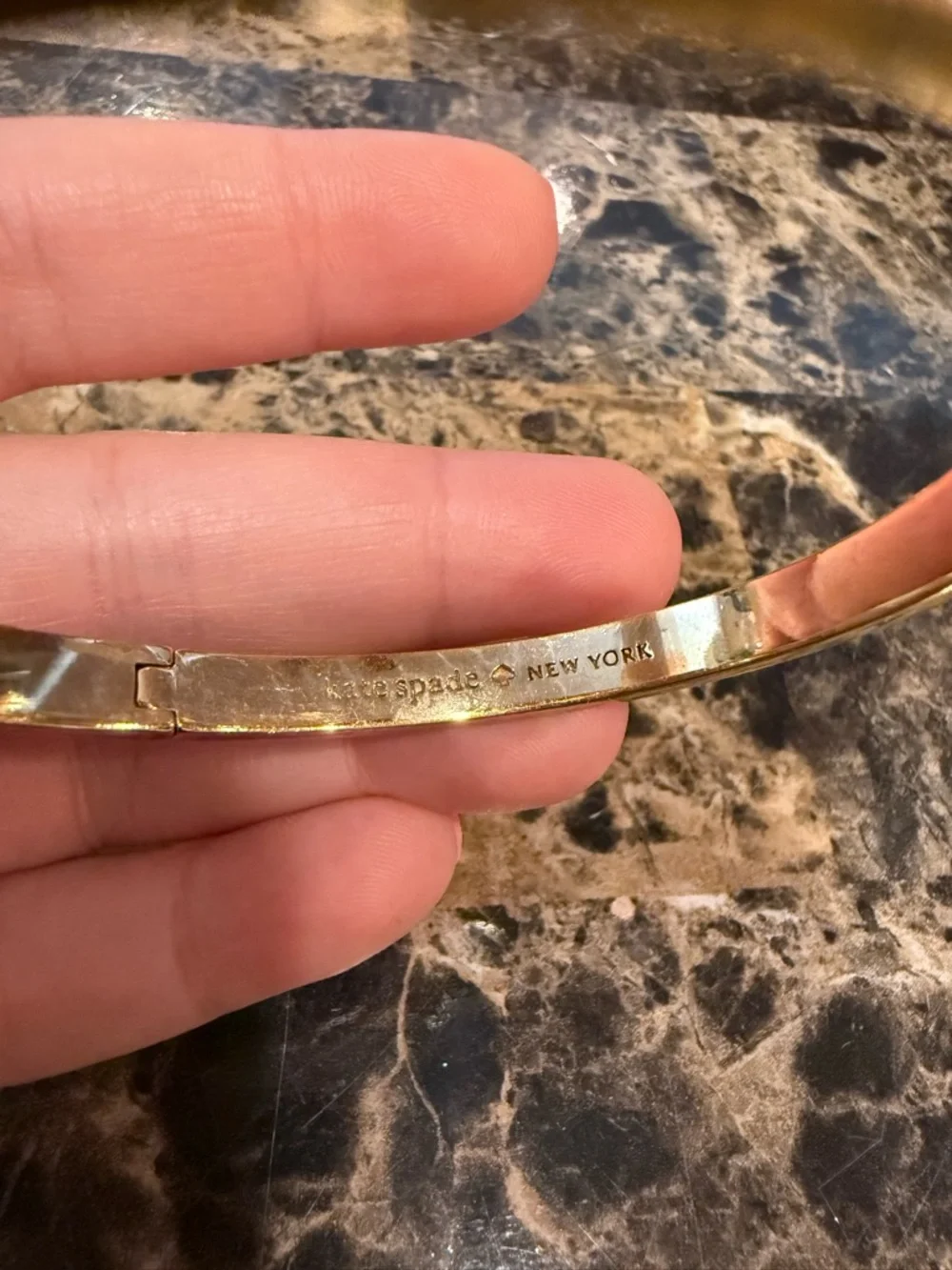 Kate Spade Everyday Spade Thin Enamel Hinge Bangle - Salmon Pink - Picture 6 of 9